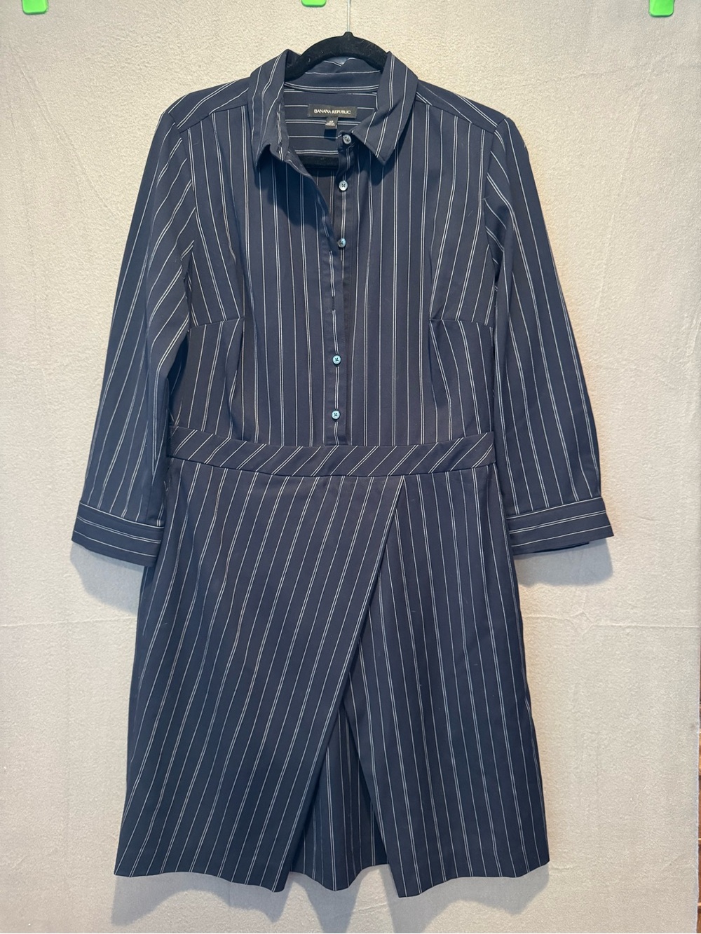 GAP Navy Pinstripe Midi Shirt Dress